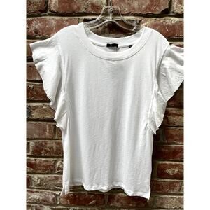ATM ANTHONY THOMAS MELILLO Mixed-media Flutter-sleeve Tee Top White NWT Small